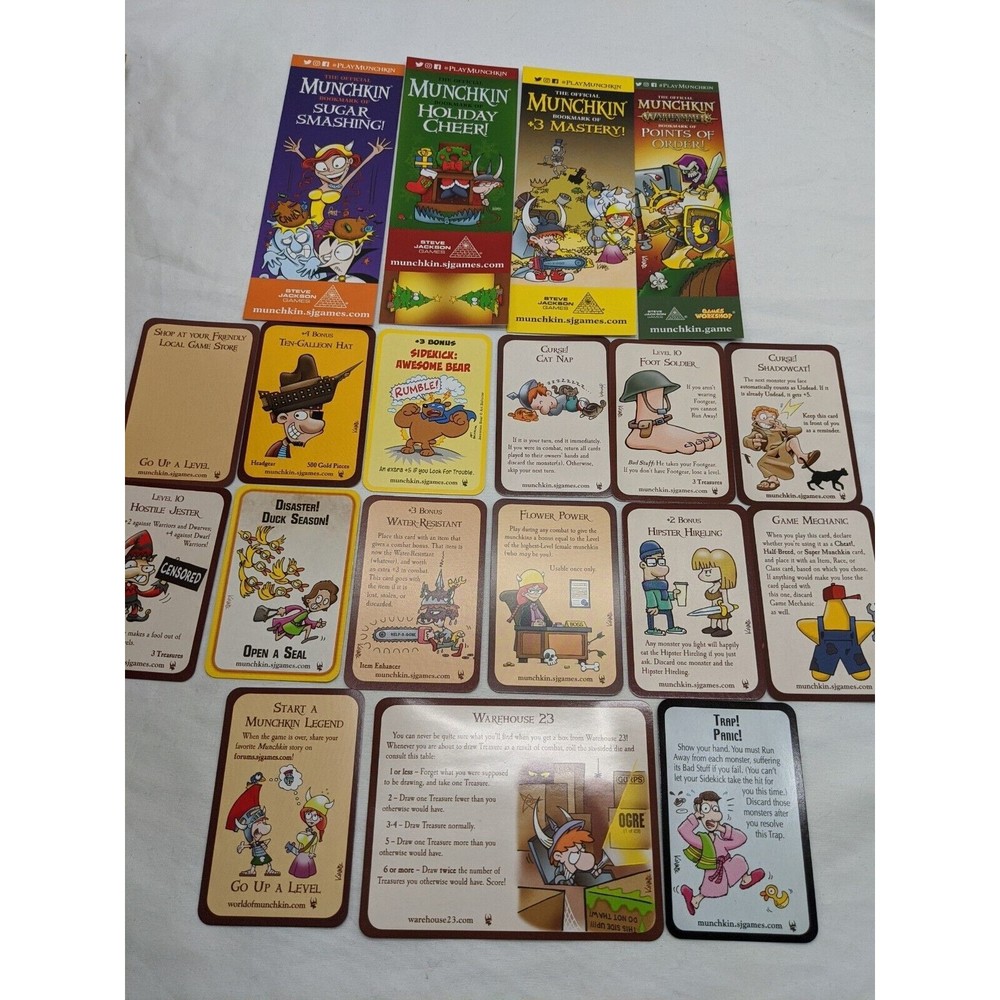 Lot Of (19) Munchkin Bookmark And Card Promos Steve Jackson Games
